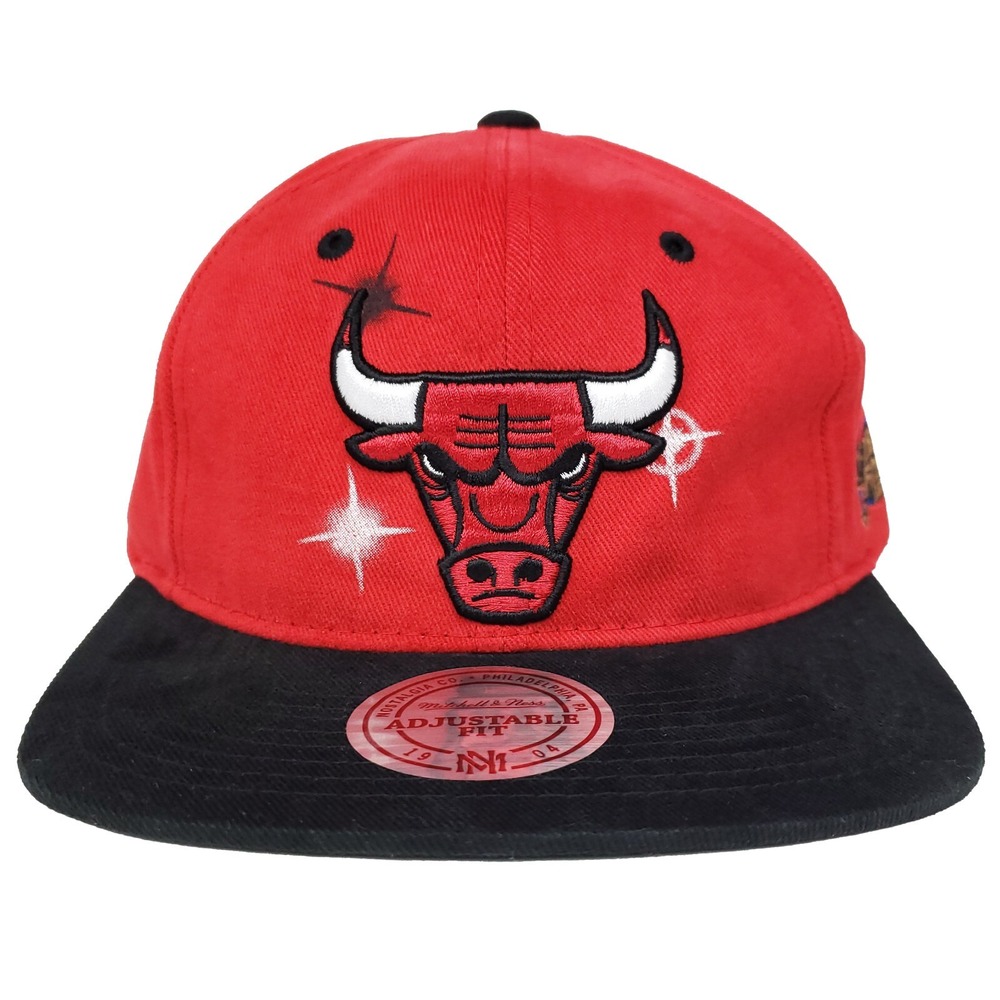 Chicago Bulls Mitchell & Ness NBA Snapback‎ Hat Cap 3D Logo Red Black NWT
